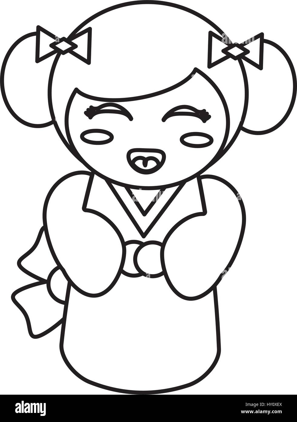 Cartoon girl anime character outline hi-res stock photography and ...