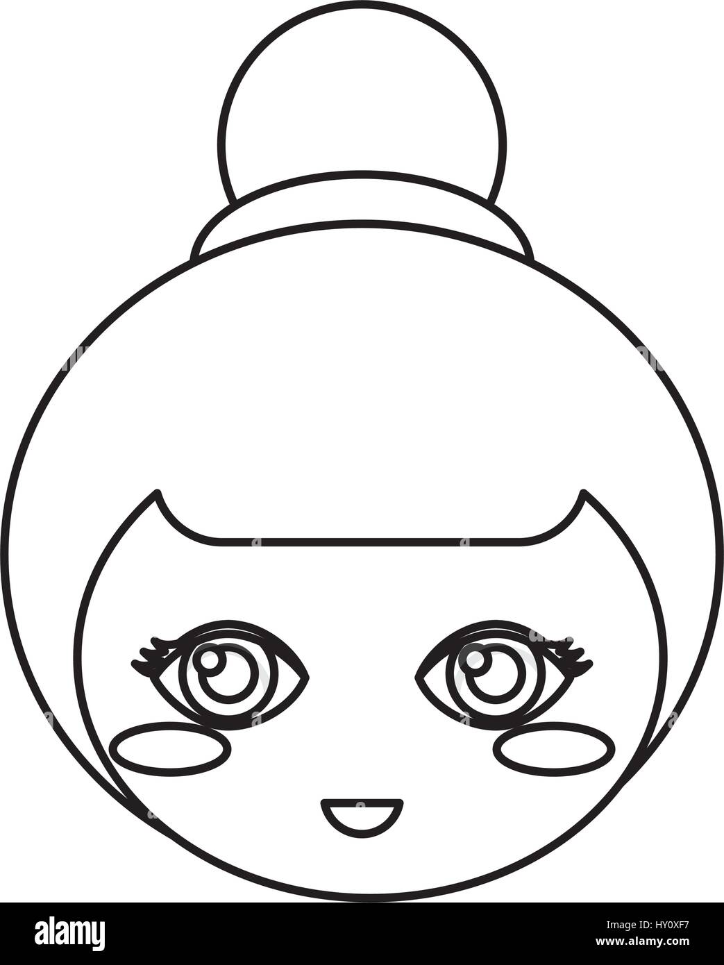 Kokeshi face doll outline Stock Vector Image & Art - Alamy