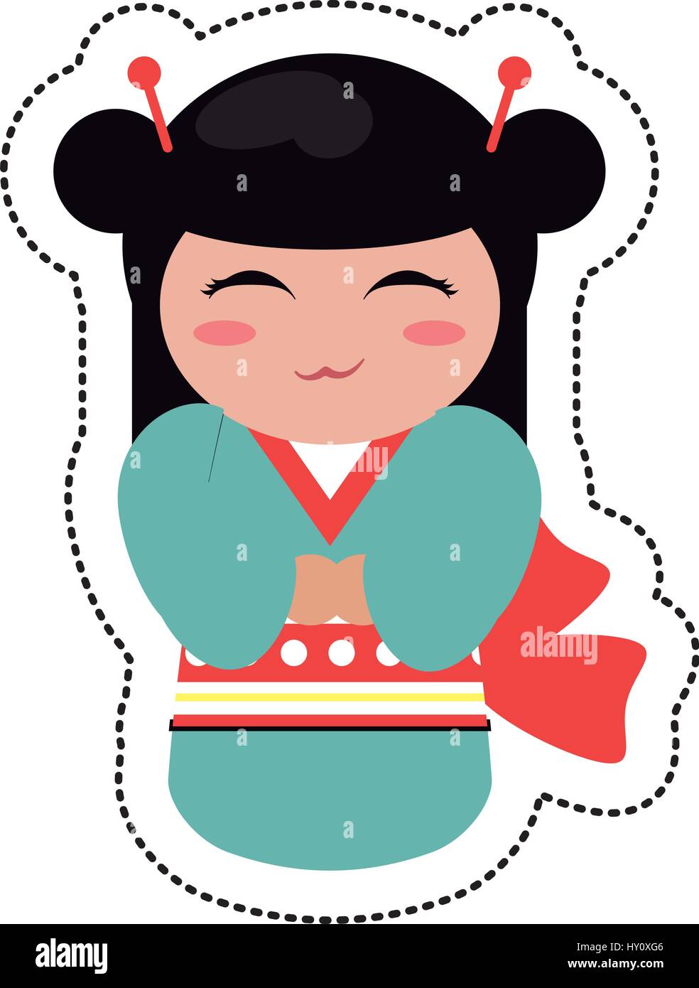 doll japanese kokeshi geisha kimono Stock Vector Image & Art Alamy