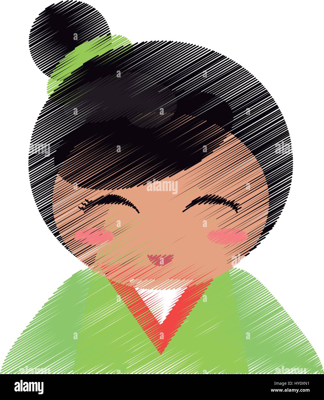 drawing japanese doll portrait Stock Vector Image & Art Alamy