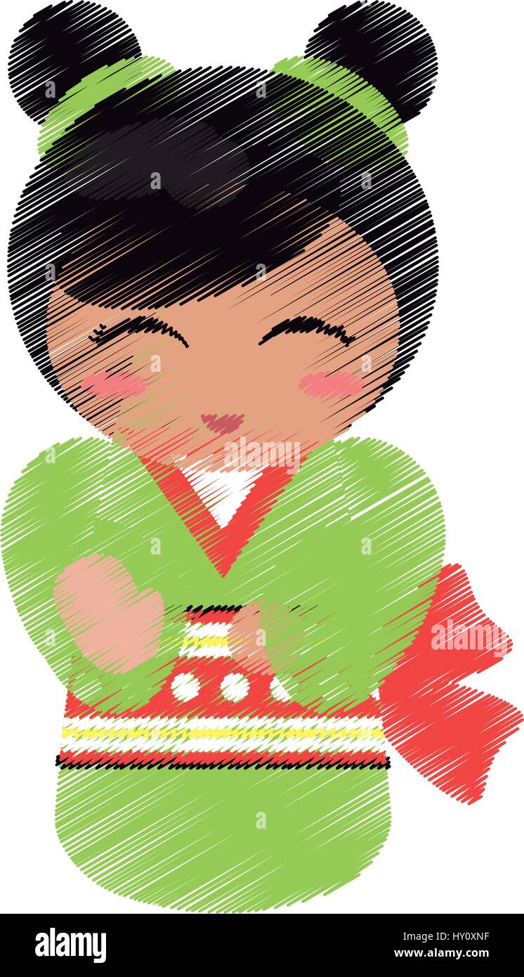 drawing japanese doll geisha folk image Stock Vector Image & Art Alamy