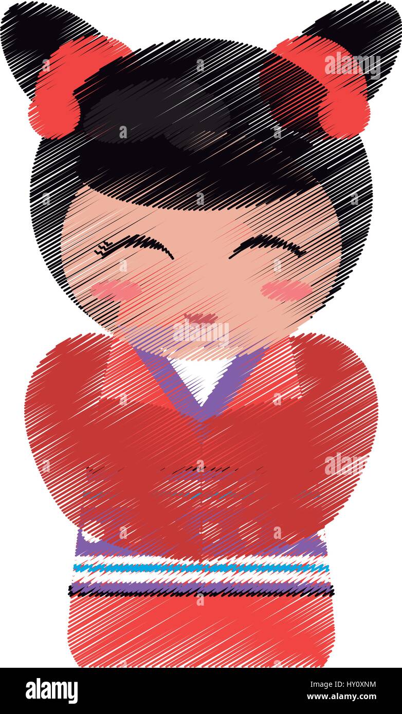 Japanese wooden doll Stock Vector Images Alamy