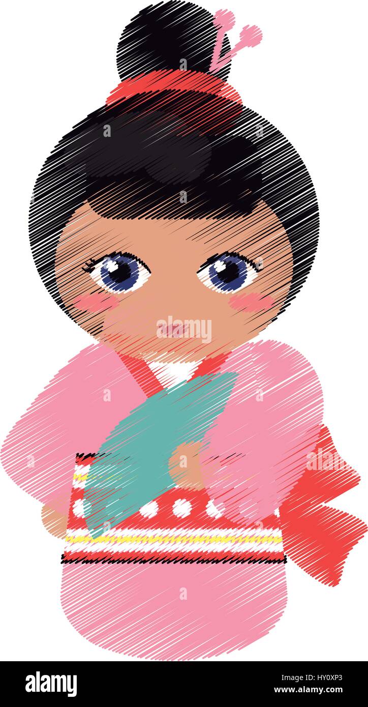 drawing japanese doll geisha folk image Stock Vector Image & Art Alamy
