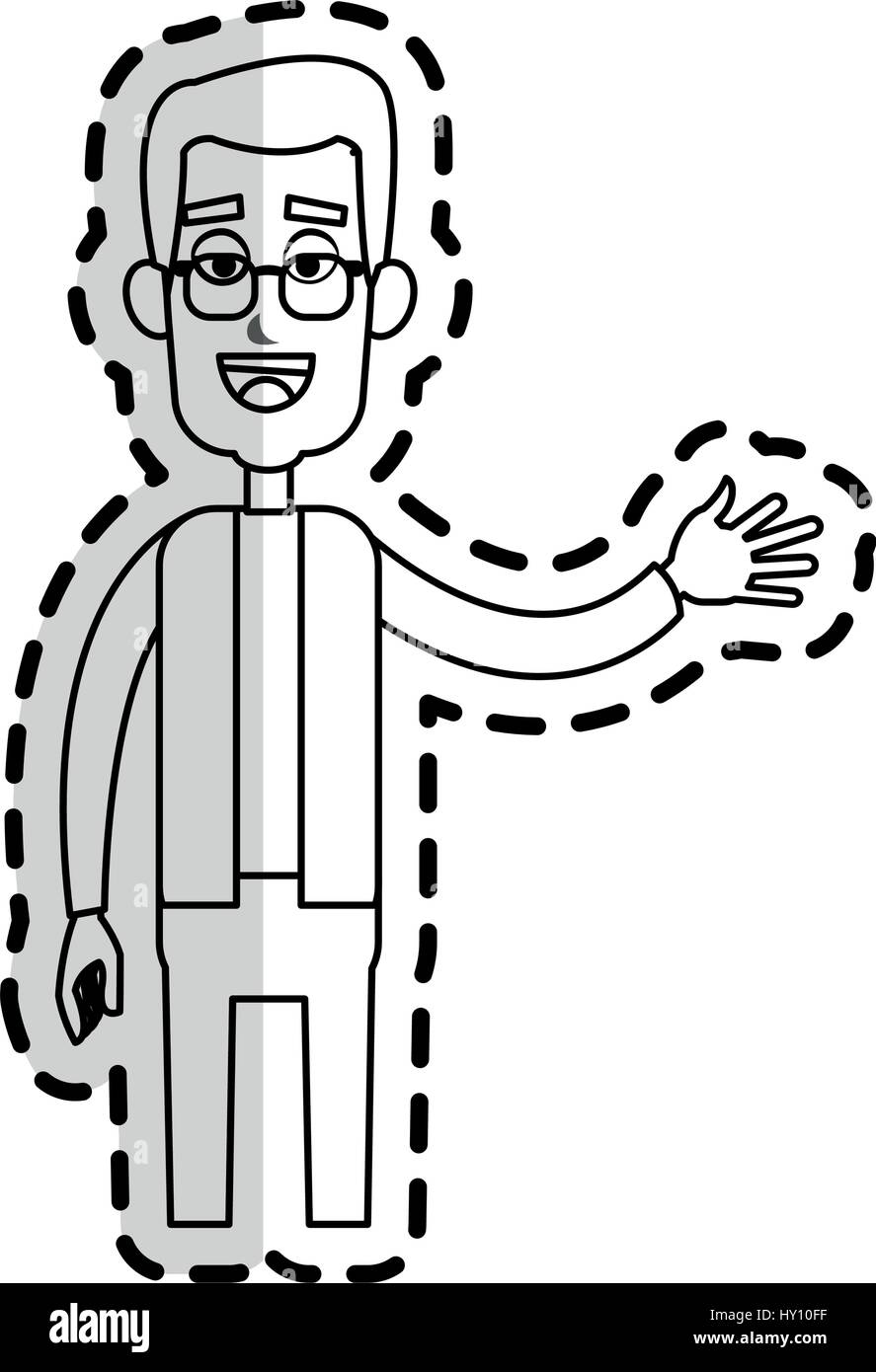 happy man waving hand cartoon icon image Stock Vector Image & Art - Alamy