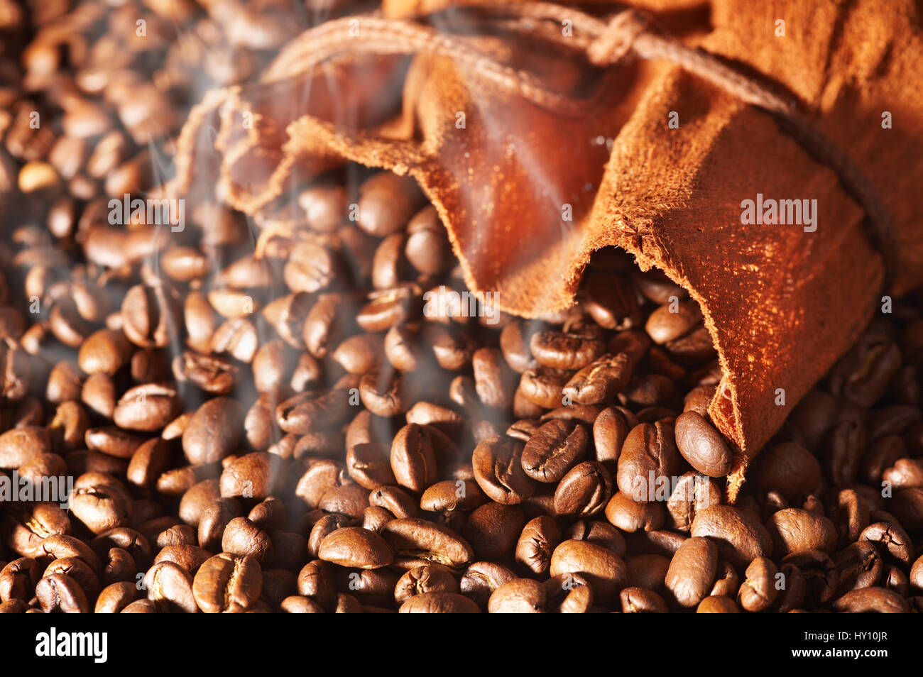 Bag of coffee and coffee-beans Stock Photo