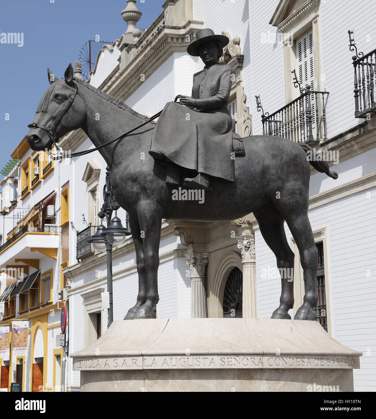 Statue of Condesa de Barcelona Countess of Barcelona near the Bullring Seville Spain Stock Photo