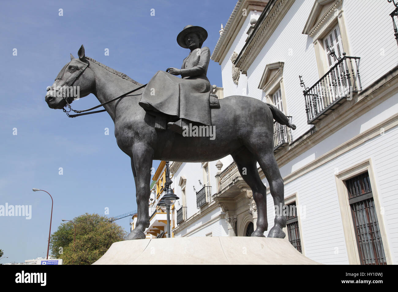 Statue of Condesa de Barcelona Countess of Barcelona near the Bullring Seville Spain Stock Photo