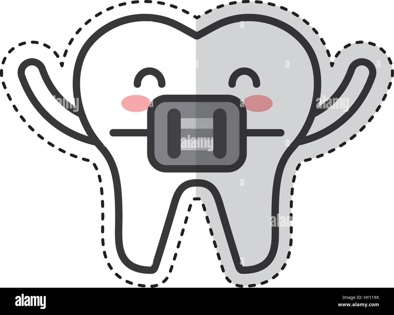 tooth with Orthodontic bracket character icon Stock Vector Image & Art ...
