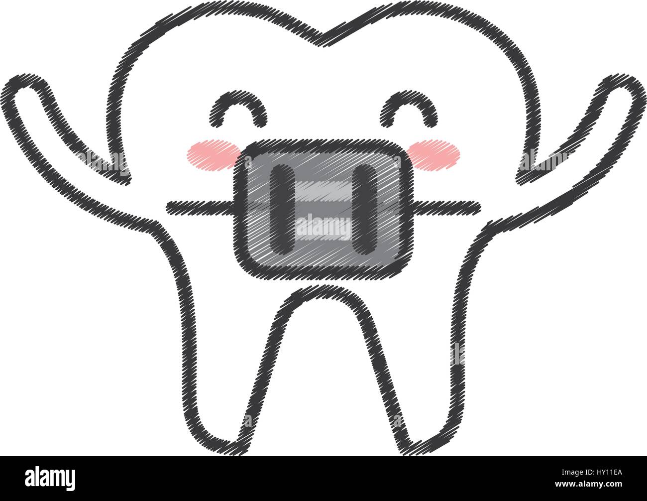 tooth with Orthodontic bracket character icon Stock Vector Image & Art ...