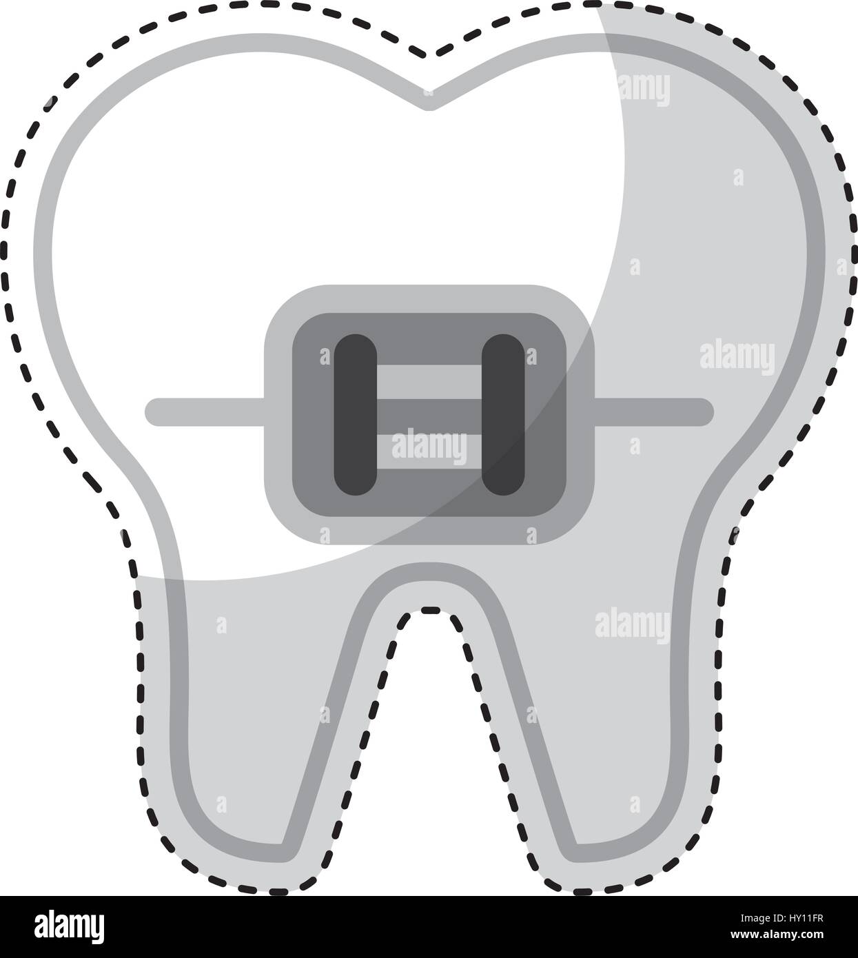 tooth with Orthodontic bracket isolated icon Stock Vector Image & Art