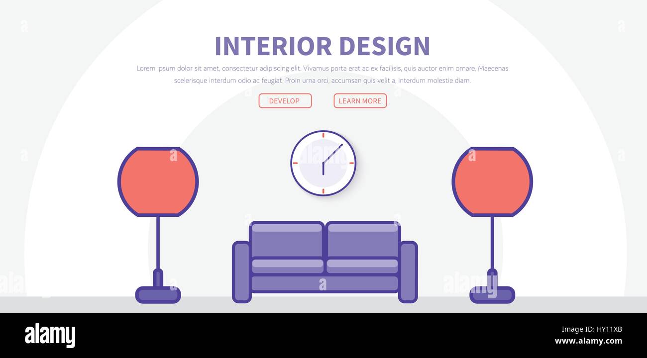 Template header with buttons for web site with interior design of a ...