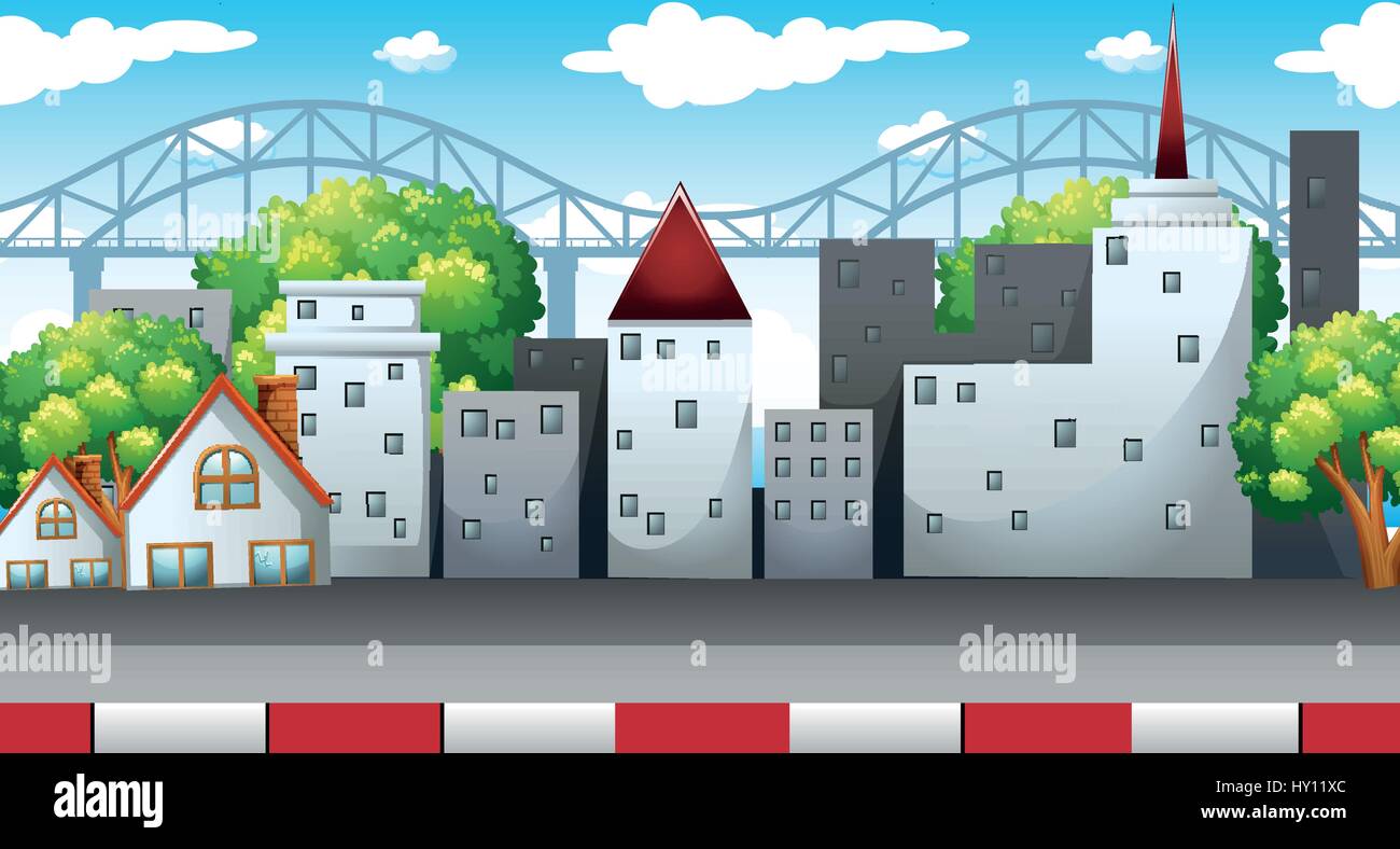 Scene with many buildings in city illustration Stock Vector Image & Art ...