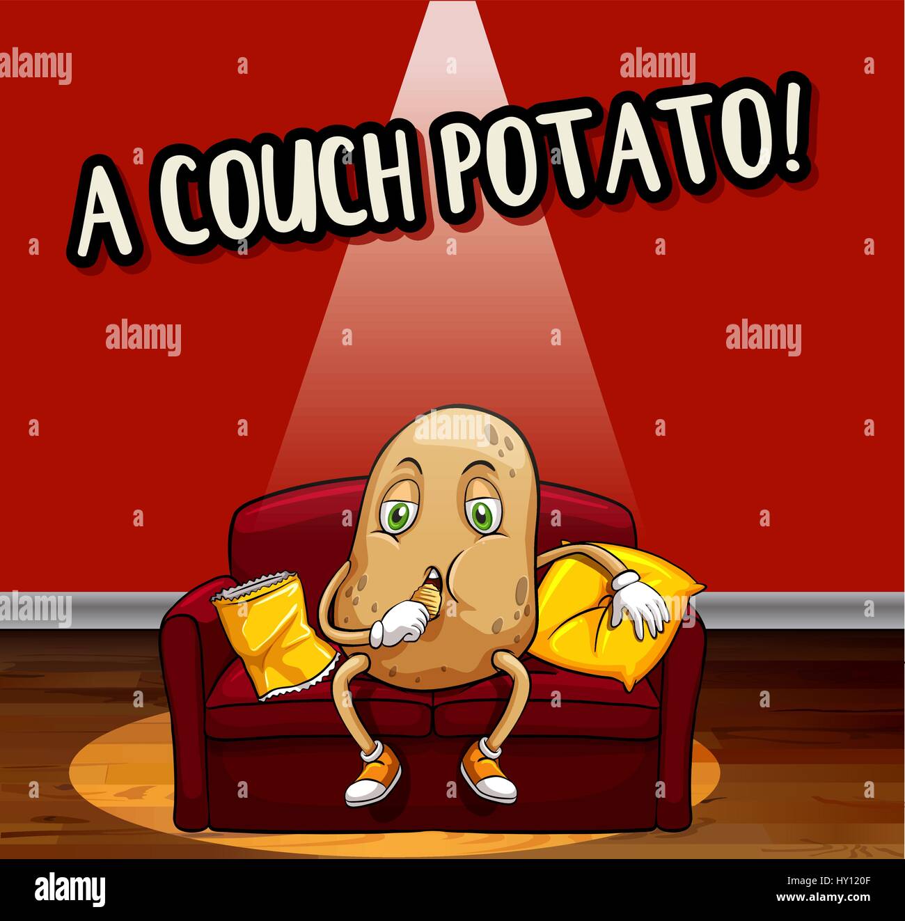 Idiom Pharse For Counch Potato Illustration Stock Vector Art