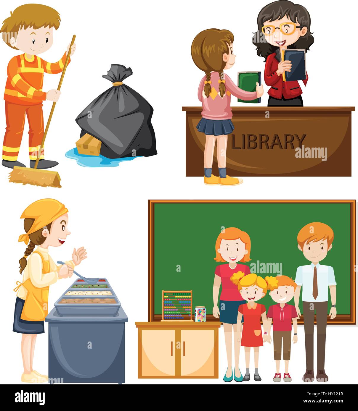 People doing different types of jobs illustration Stock Vector