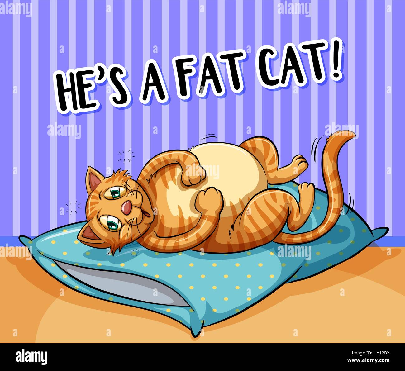 Idiom poster with fat cat illustration Stock Vector Image & Art Alamy