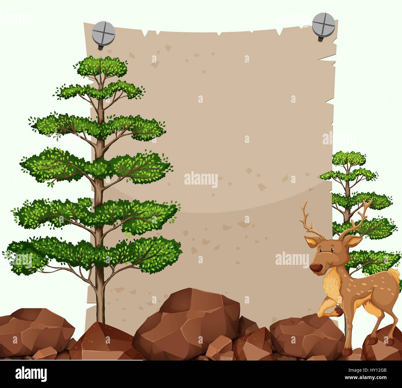 Paper template with deer and trees illustration Stock Vector Image ...