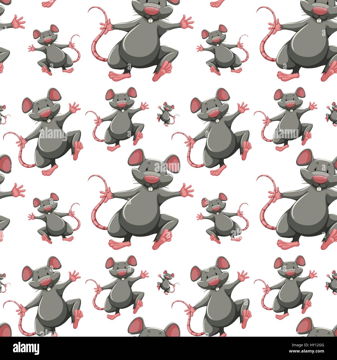 Seamless background with many rats illustration Stock Vector