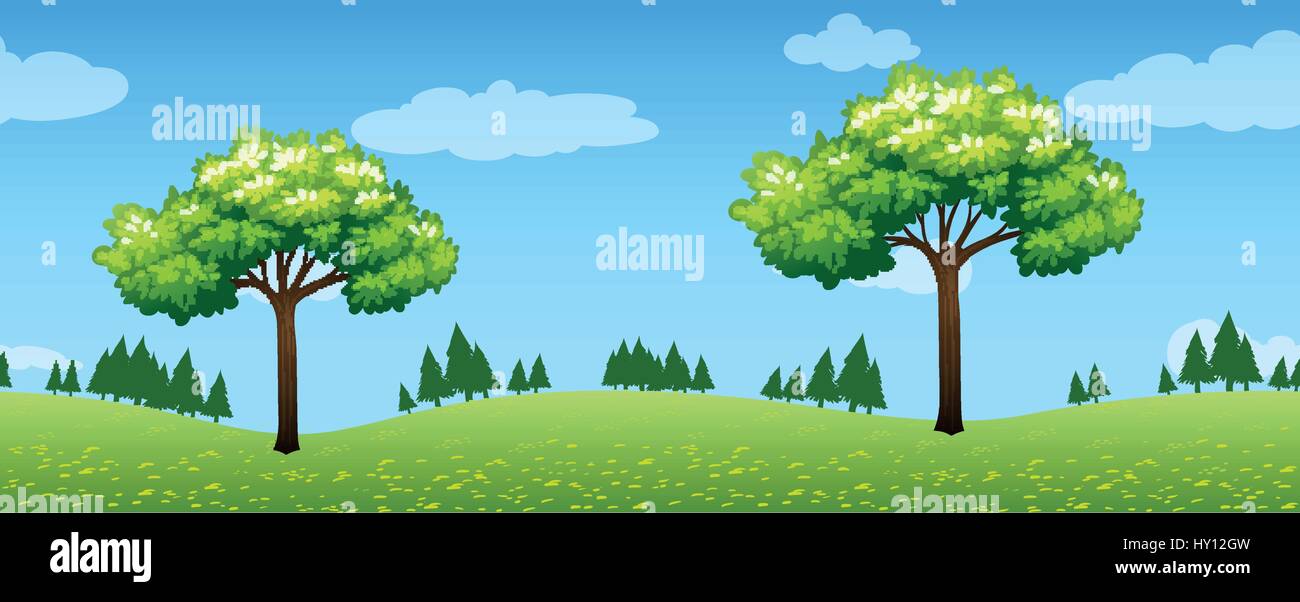 Seamless scene with trees in park illustration Stock Vector Image & Art ...