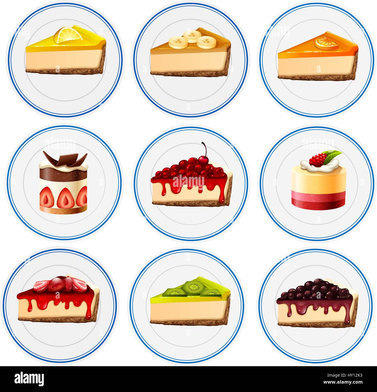 Different kinds of cheesecakes illustration Stock Vector Image & Art