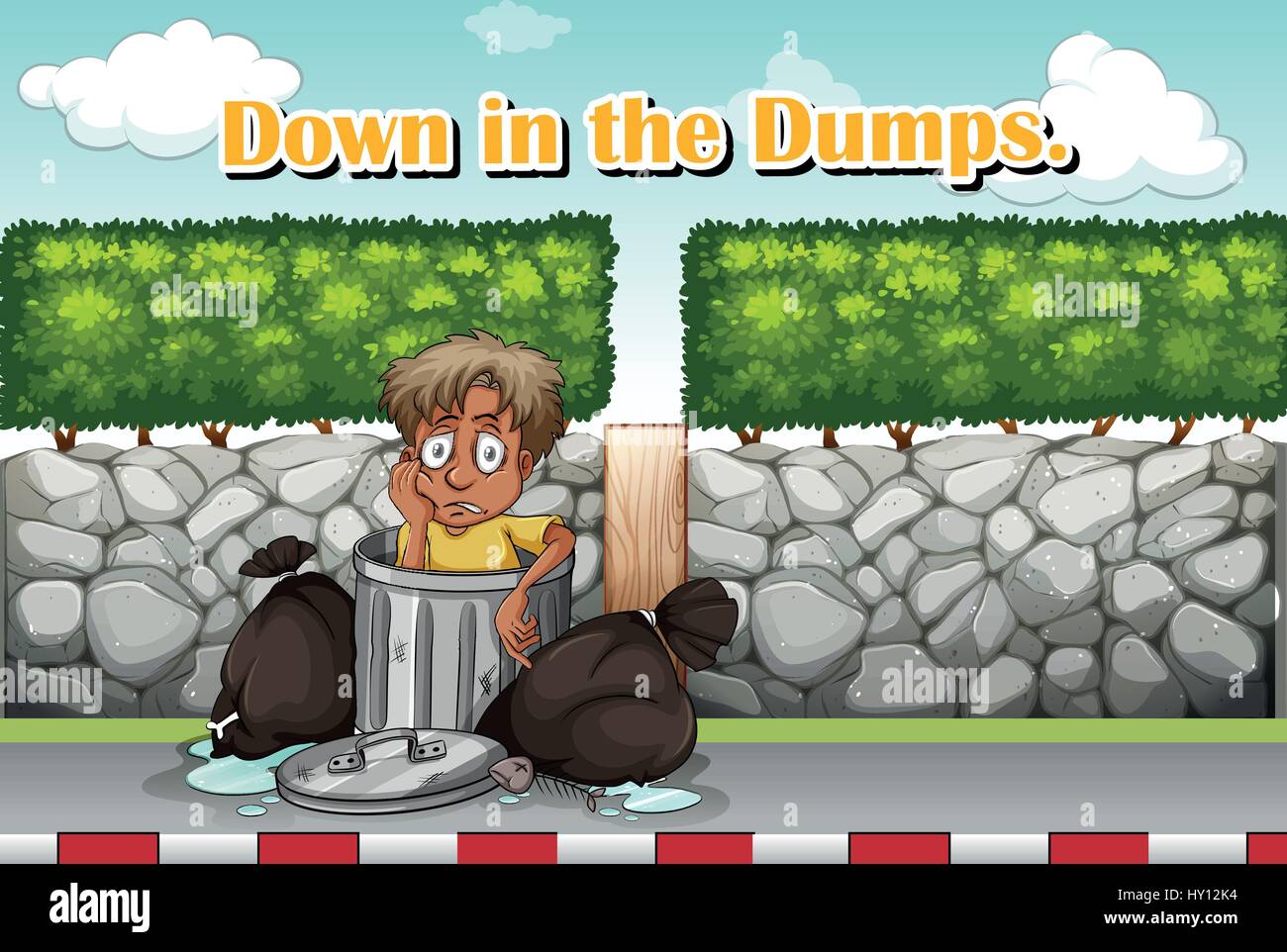 Idiom expression for down in the dumps illustration Stock Sns-Brigh10