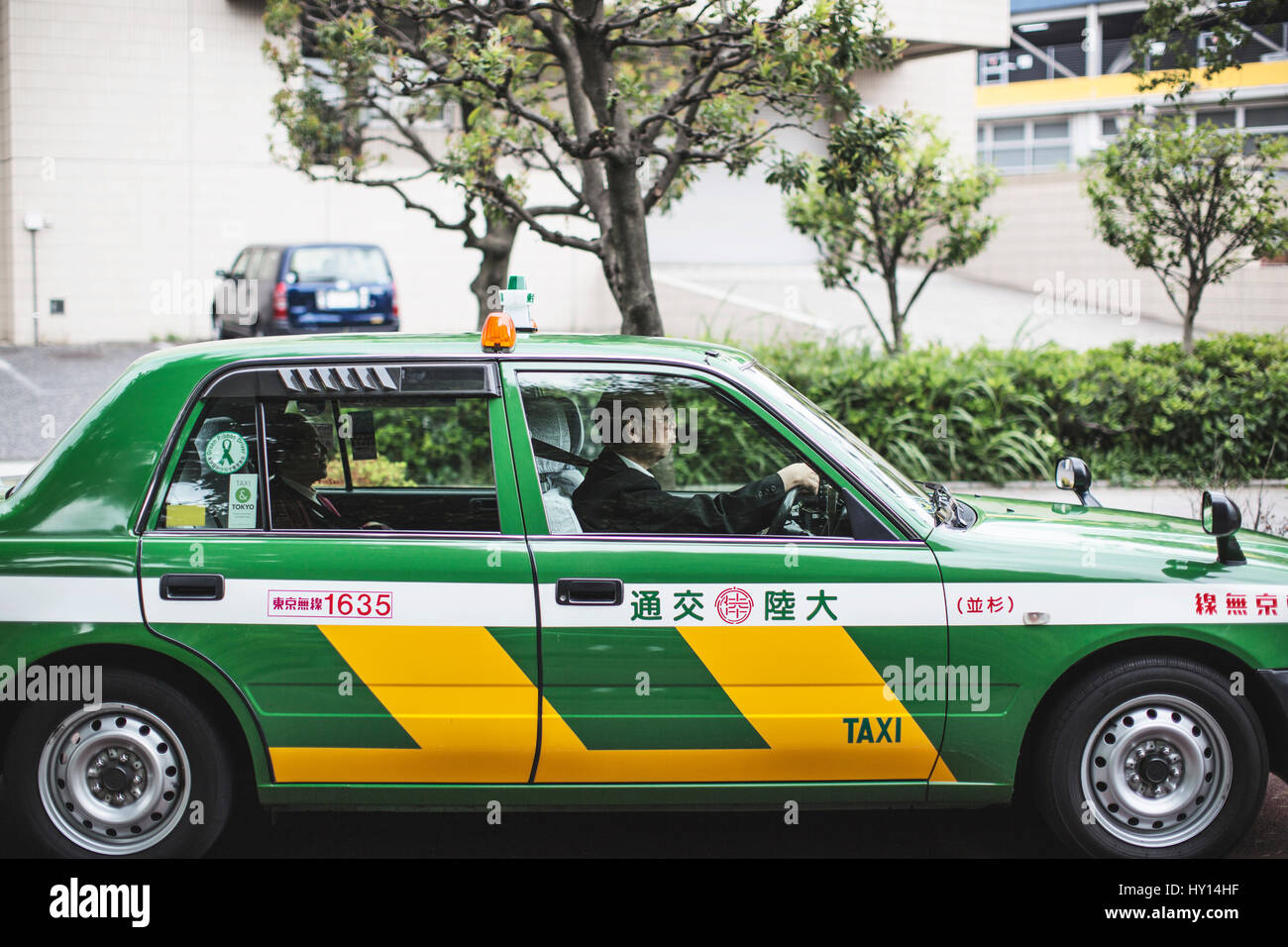 Taxi in Tokyo, Japan. Stock Photo