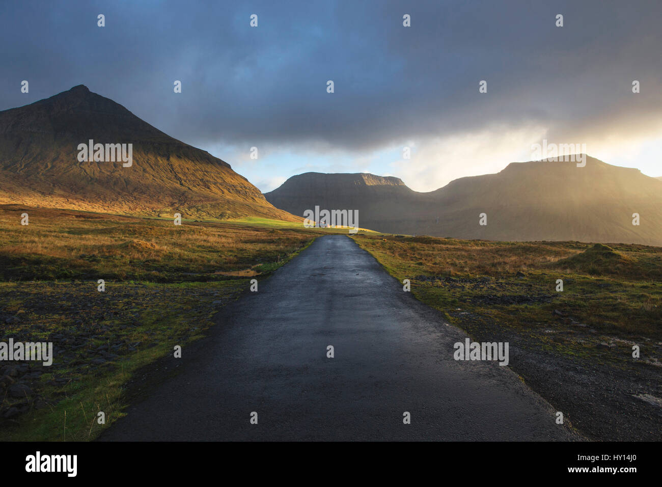 The beautiful mountainous landscape of the Faroe Islands. Stock Photo