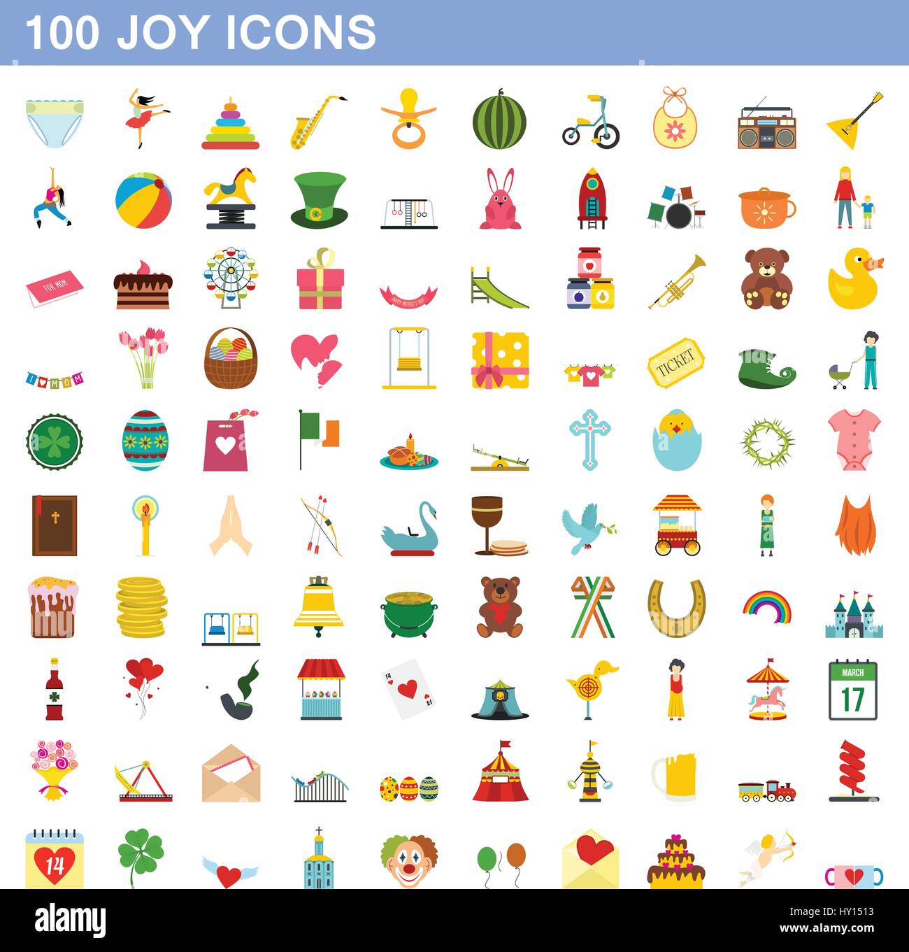 100 joy icons set, flat style Stock Vector Image & Art - Alamy
