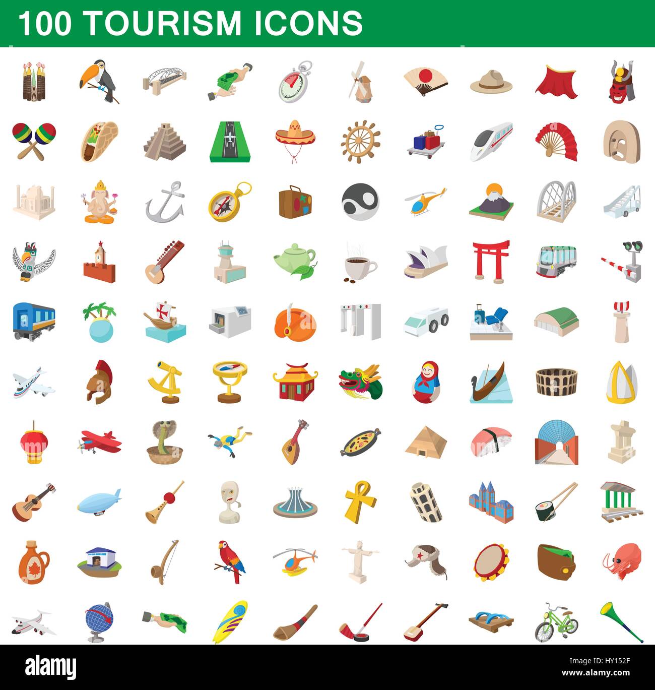 100 tourism set, cartoon style Stock Vector Image & Art - Alamy