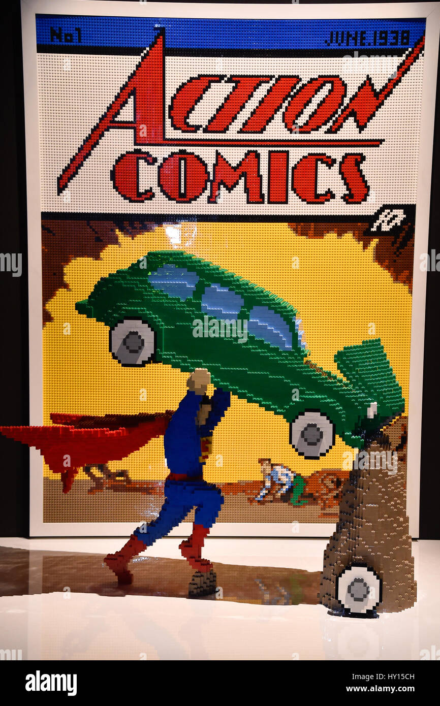 The Art Of The Brick DC Super Heroes arrives in the UK. Featuring Action Comics Where London