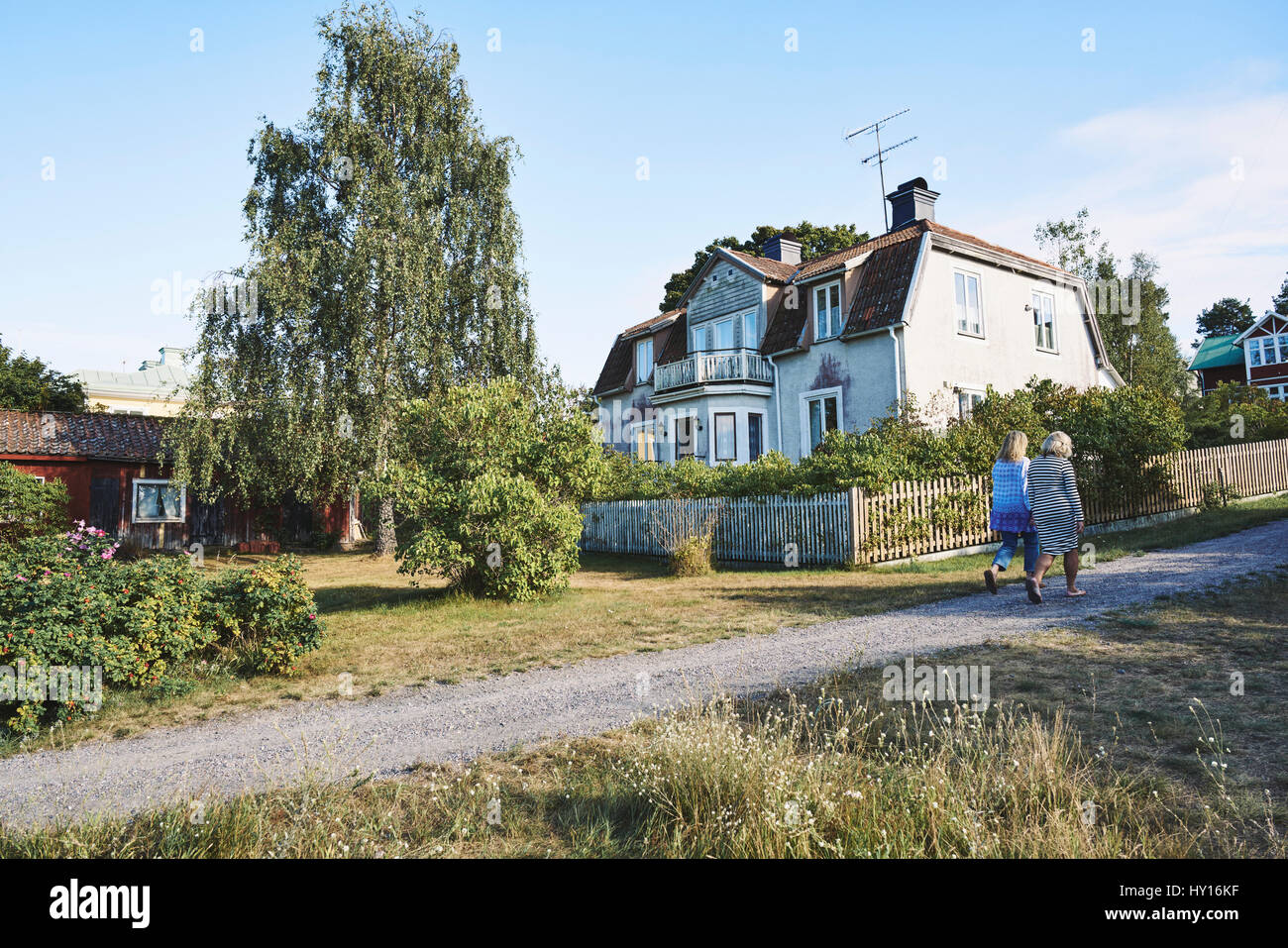 Sweden, Stockholm Archipelago, Sandhamn, Old house in summer Stock