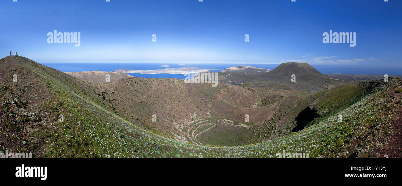 Lanzarote - Caldera of the volcano Los Helechos Stock Photo