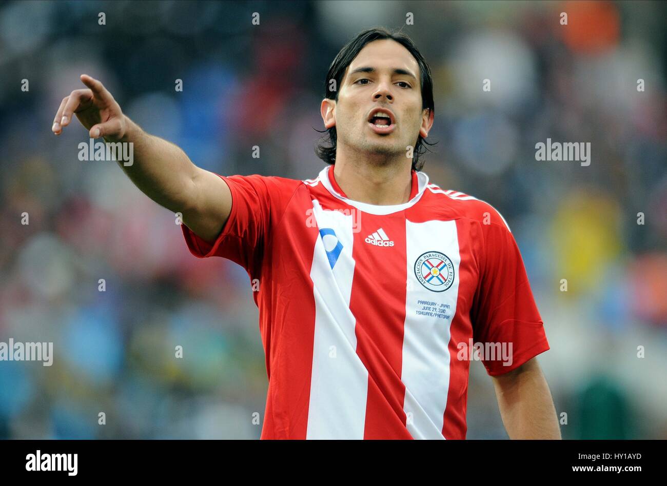 Paraguay's Roque Santa Cruz during the 2010 FIFA World Cup South Africa 1/8  of final Soccer match, Paraguay vs Japan at Loftus Versfeld football  stadium in Pretoria, South Africa on June 29