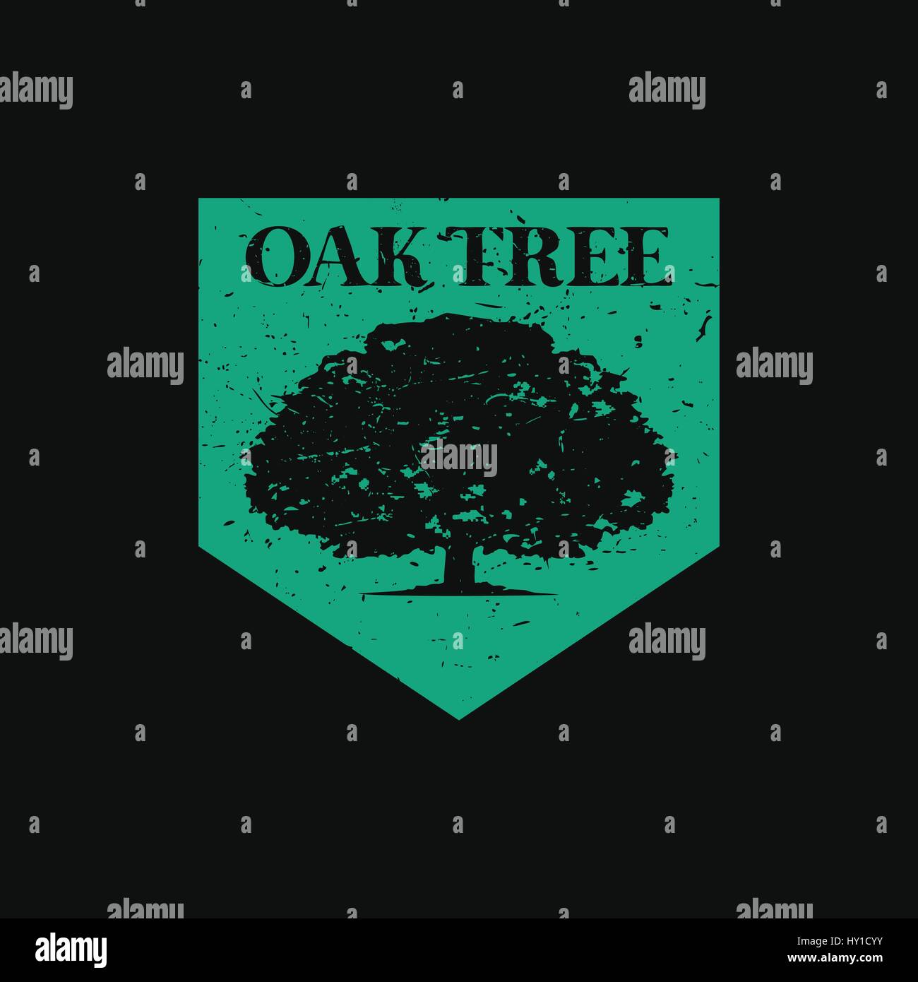 Oak Tree Symbol, Grunge Styled design illustration Stock Vector Image