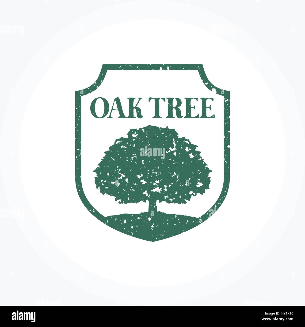 Oak Tree Symbol, Grunge Styled design illustration Stock Vector