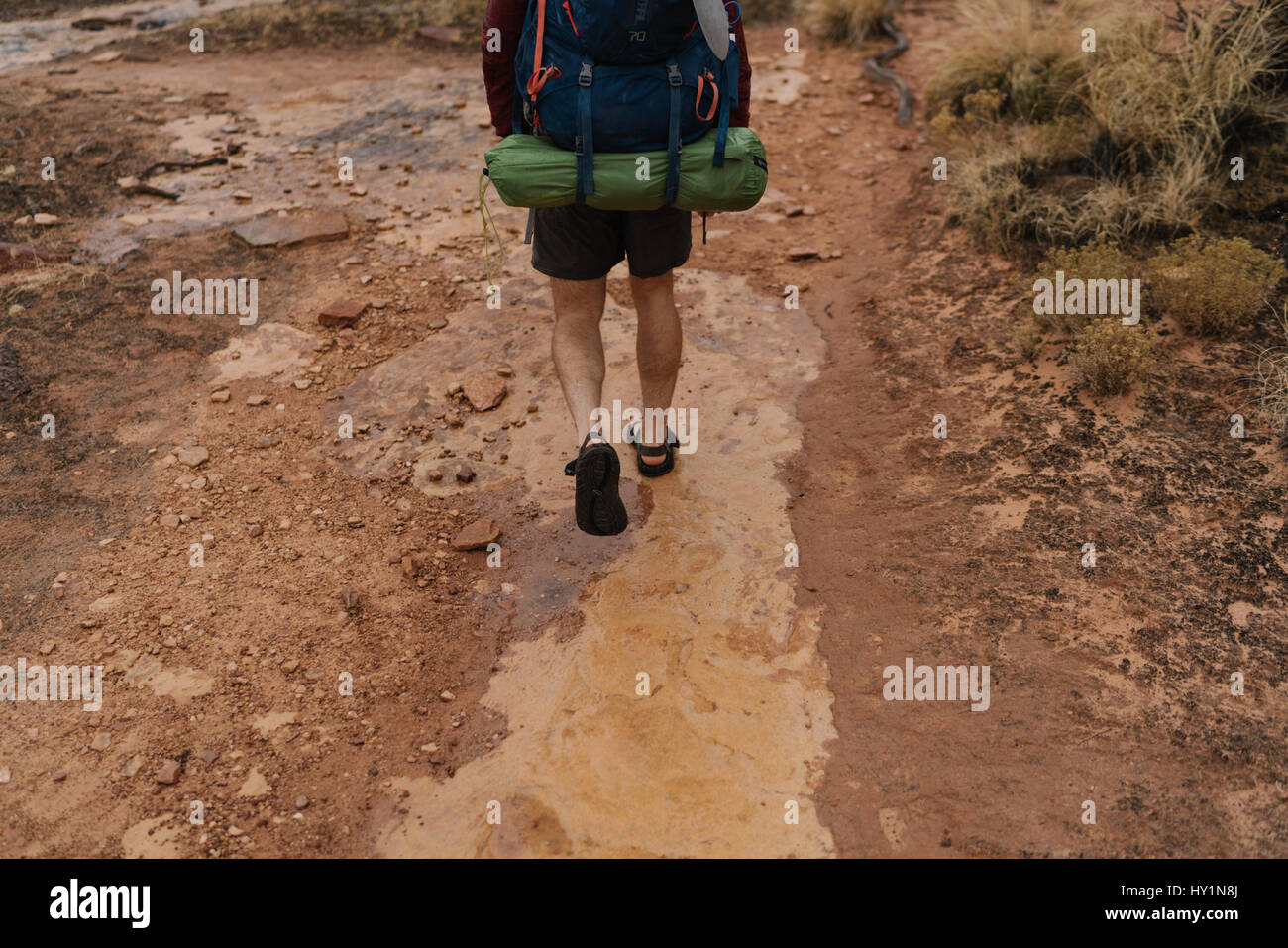 Backpacking through Canyonlands National Park in Southern Utah. Stock Photo