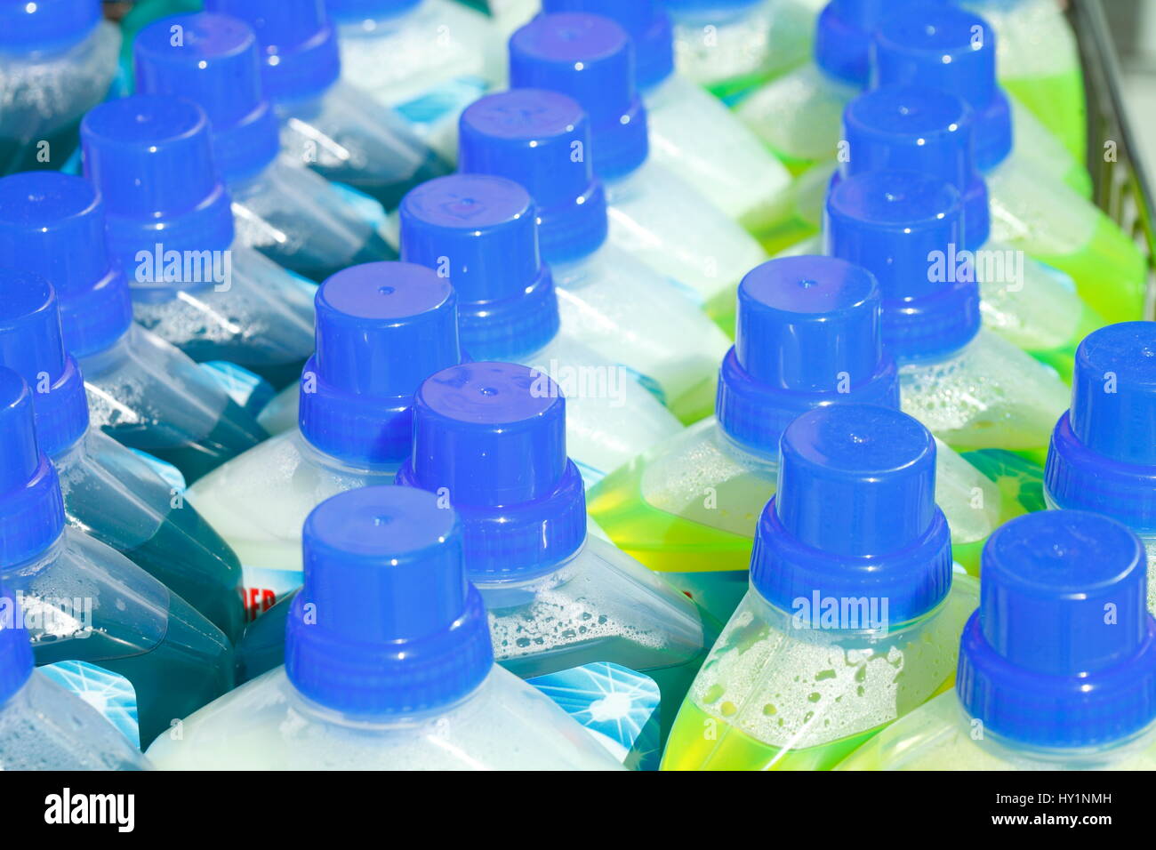 Plastic Bottles with blue covers Stock Photo Alamy