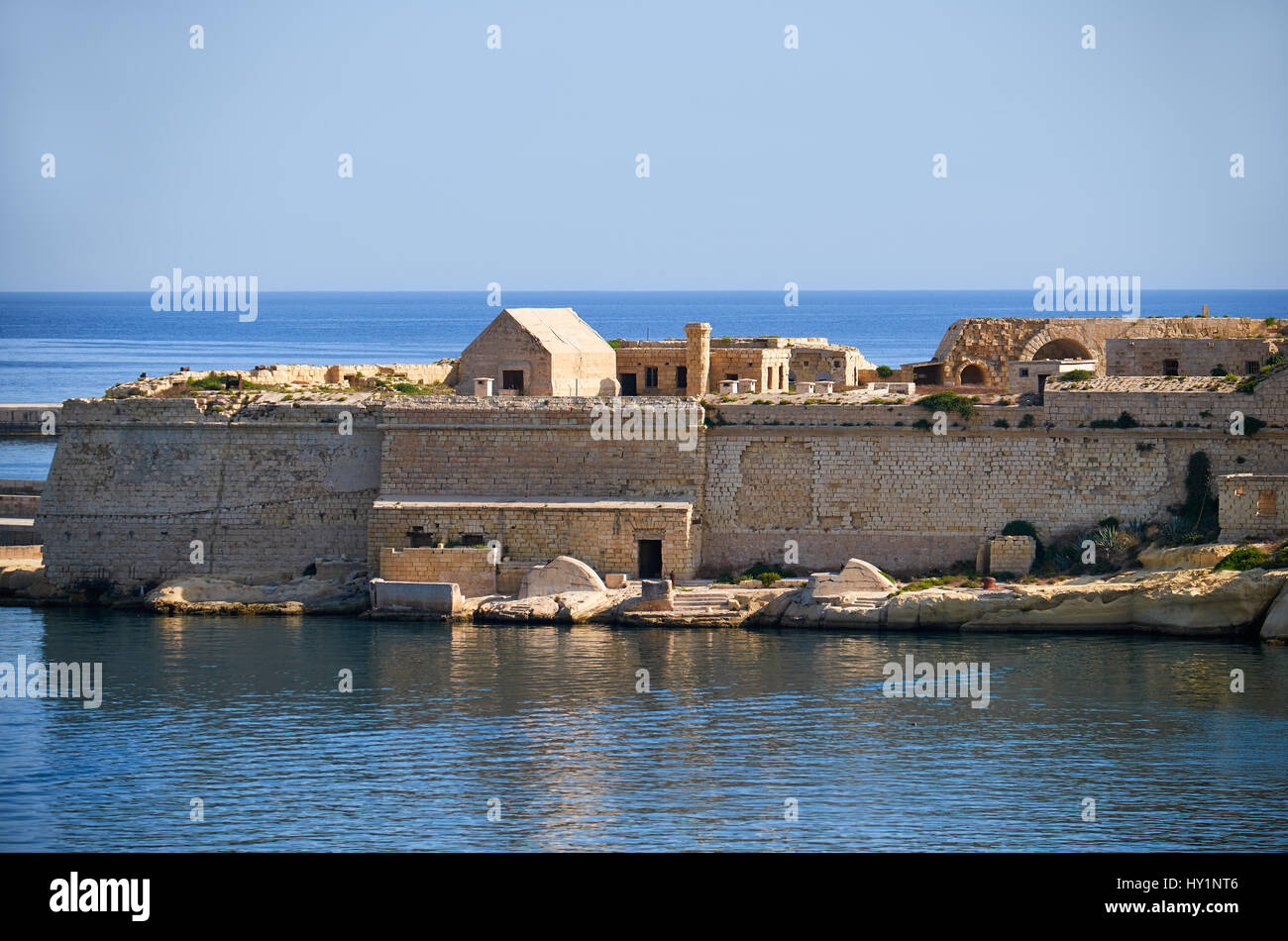 The view of Fort Ricasoli Point Battery in Kalkara peninsula, Malta Stock Photo