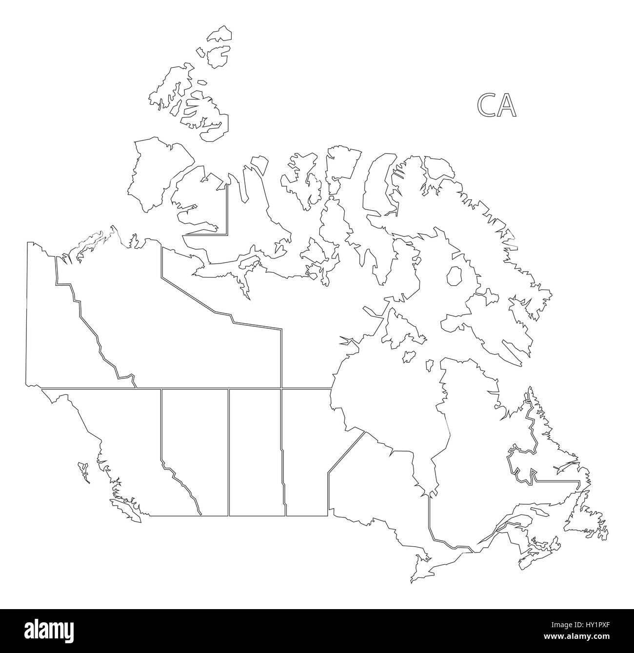Canada outline silhouette map illustration with regions Stock Vector Image & Art Alamy