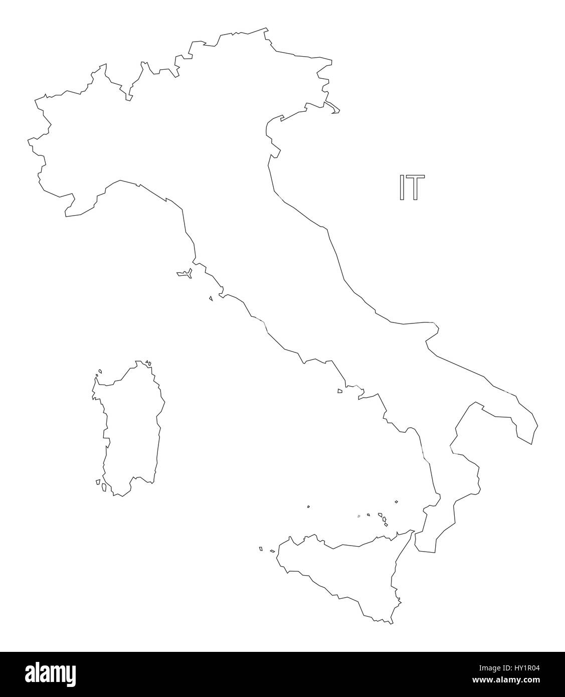 Italy outline silhouette map illustration Stock Vector