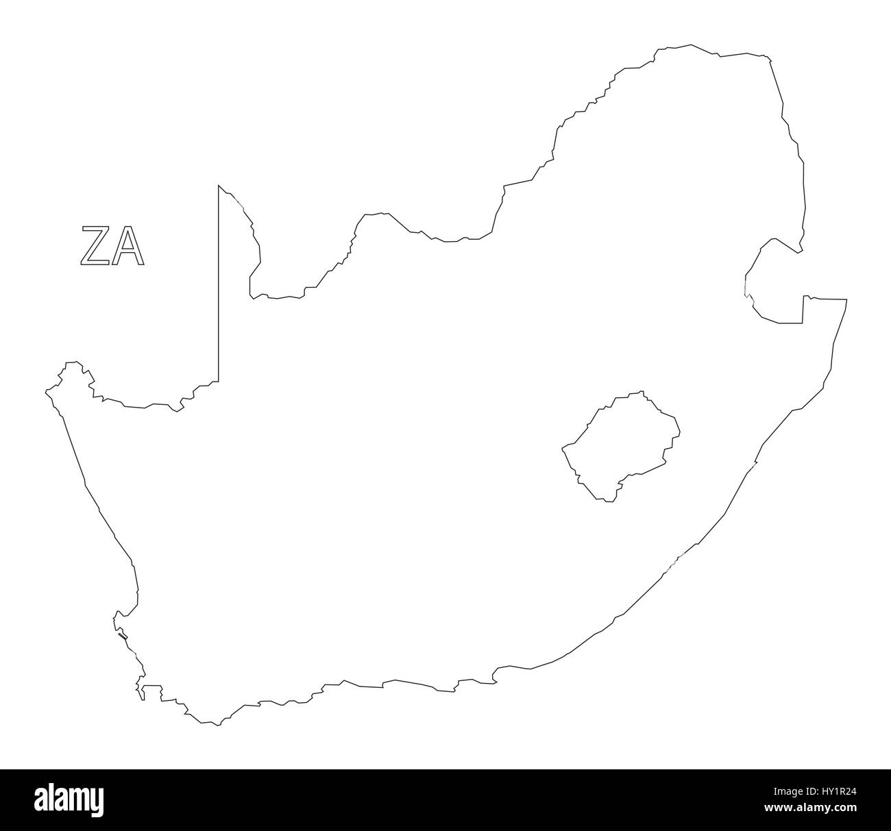 South Africa outline silhouette map illustration Stock Vector