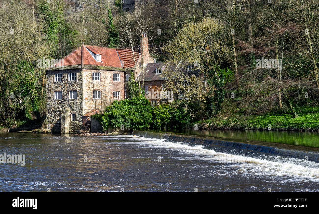 Old mill house at the side of the Weir on the River Wear, Durham, U.K
