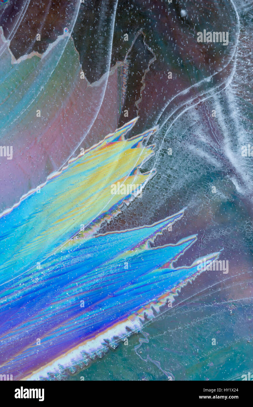 Polarized ice. Klaebu, Norway. Stock Photo