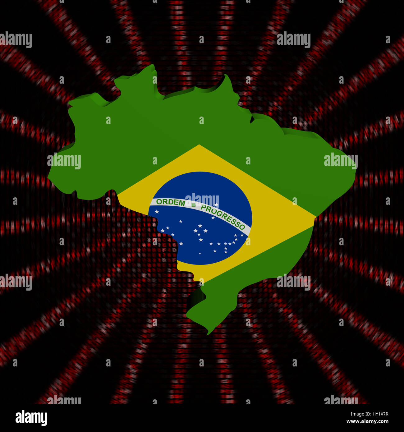 Brazil map flag on red hex code burst illustration Stock Photo Alamy