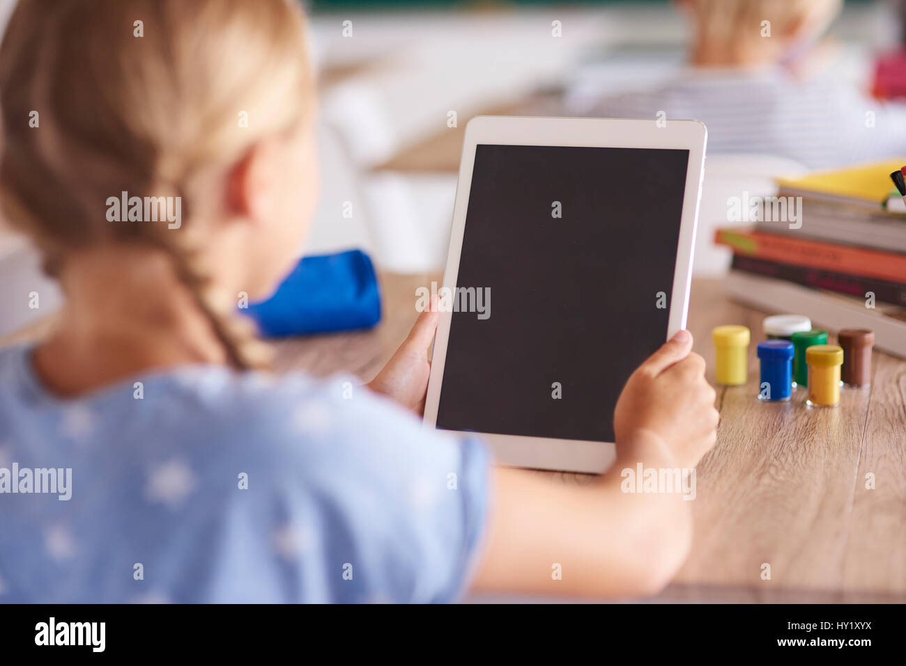 Modern studying in the elementary school Stock Photo