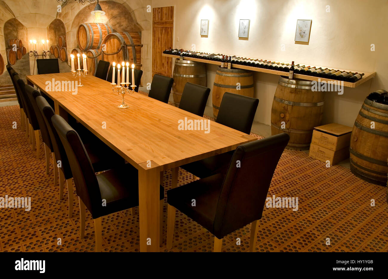 This stock photo shows a exclusive Wine Gallery in a Hotel which is used for wine tasting sessions and storage of exclusive wine varities. Stock Photo