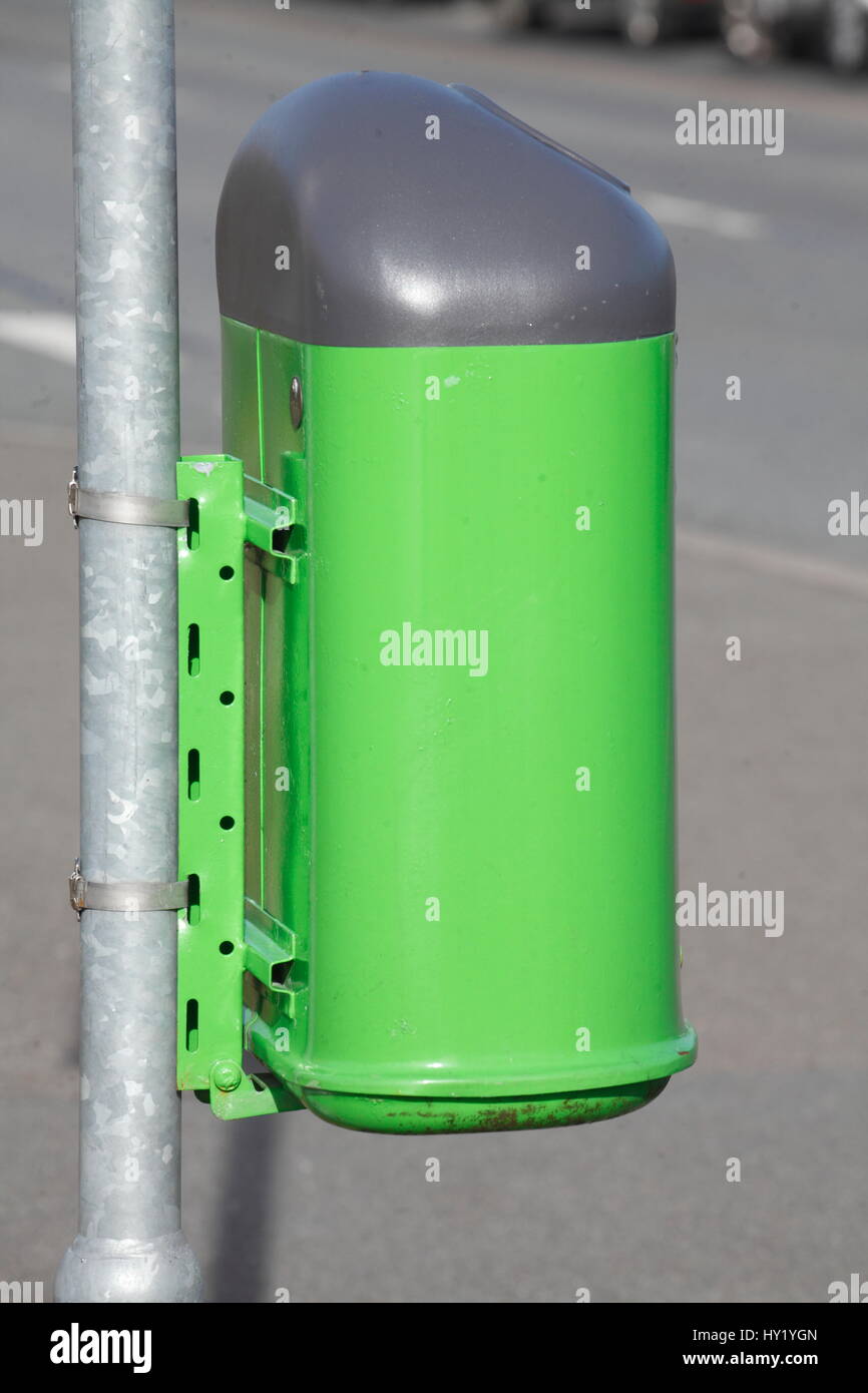 green Trash Can, Germany Stock Photo Alamy