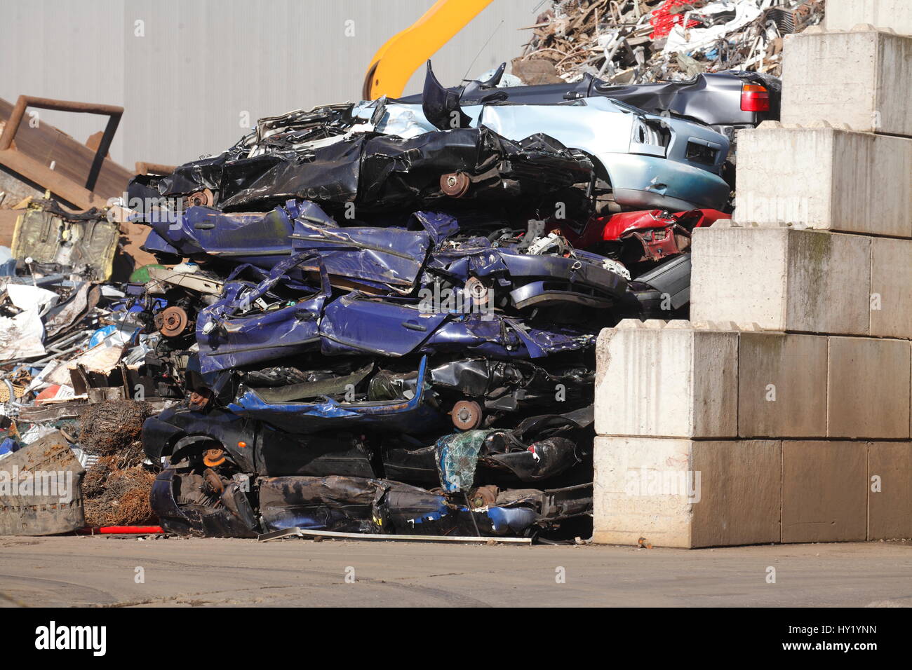 scrap metal cars on scrap yard Stock Photo Alamy
