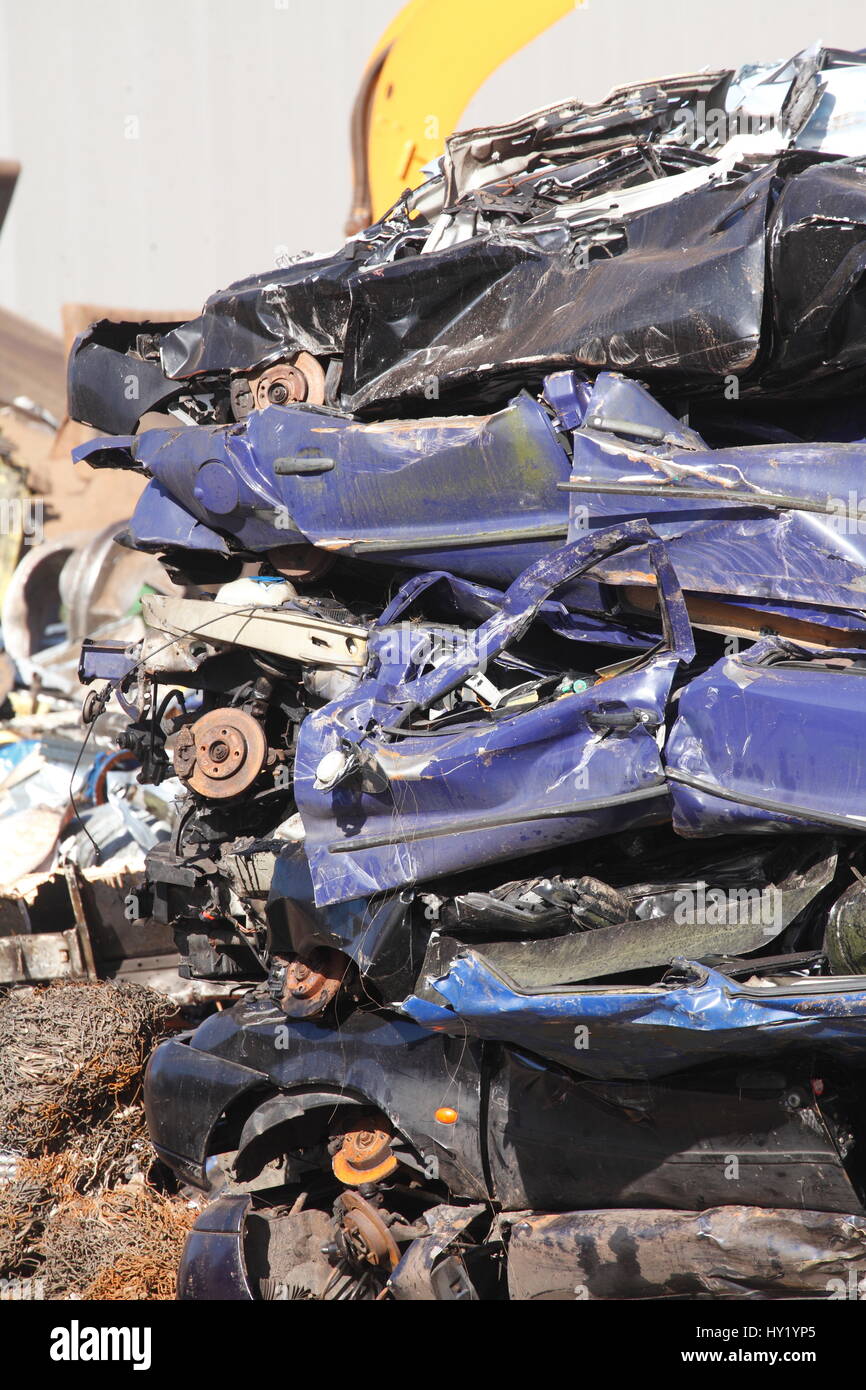 scrap metal cars on scrap yard Stock Photo Alamy