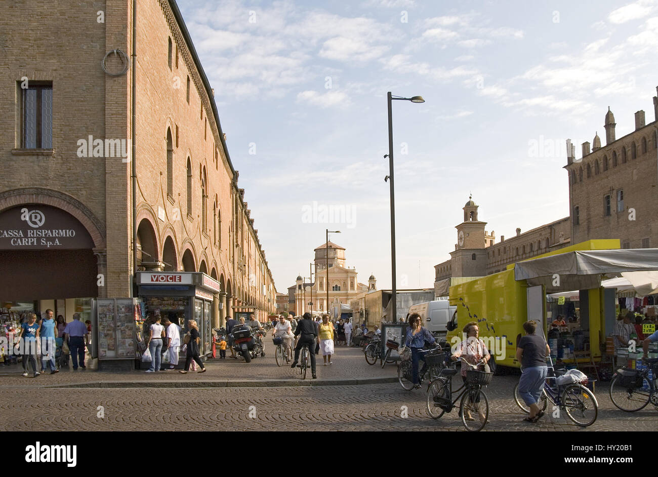 Image of the historical town center of Carpi, Emilia-Romagna, Italien.  In der historischen Innenstadt von Carpi, Emilia-Romagna, Italien. Stock Photo