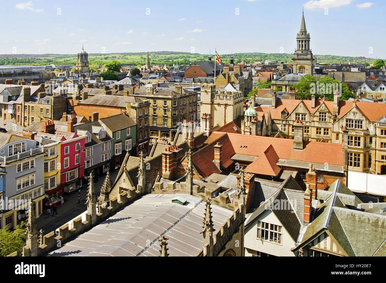 Blick Ã¼ber die mittelalterliche UniversitÃ¤tsstadt Oxford in Suedostengland. Stock Photo